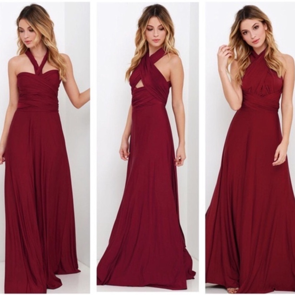 Lulu’s multi-way burgundy dress